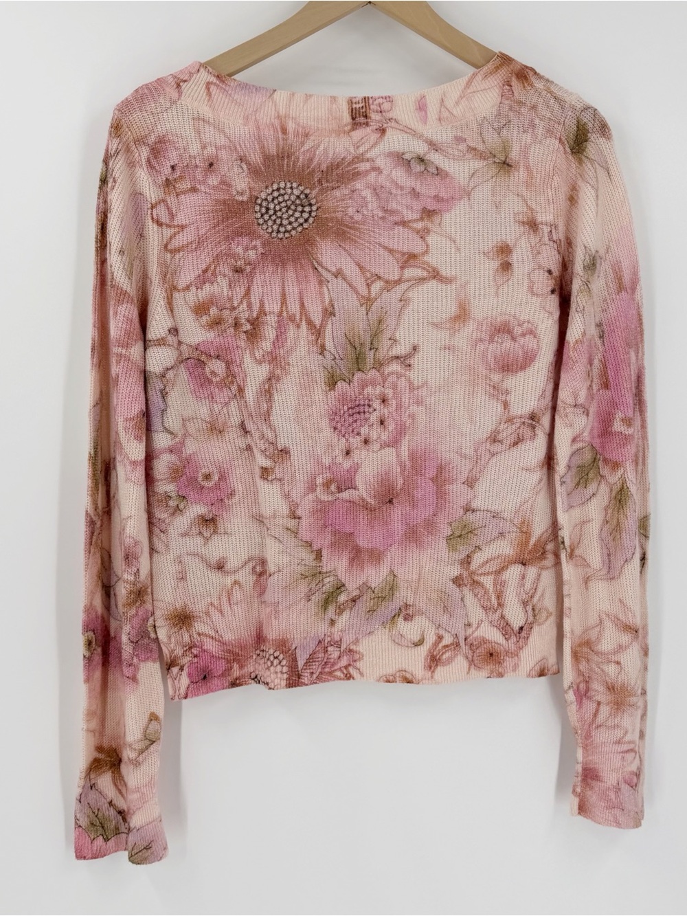 Anthropologie The Dreamer Printed V-Neck Floral Linen Blend Sweater S - Picture 6 of 6